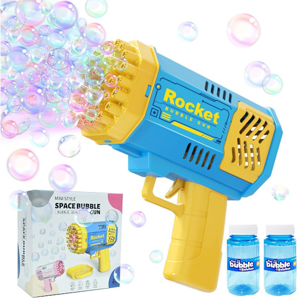 Bubbelmaskin för barn, 40 hål Bazooka bubbelpistolmaskin 4 belysning med 2 bubbellösningar, 5000+ bubblor per minut Bubbelmaskin Utomhusleksaker för G