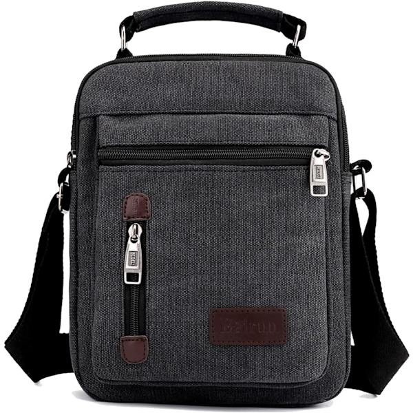 Herr axelväska canvas budväska rese crossbody väska stor kapacitet casual handväska med flera fickor för arbete shopping vandring Dai