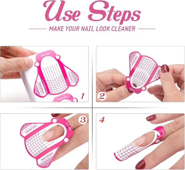 Paper Nail Forms for Gel Builder - 100 pcs Rose Nail Extension Form Stickers - Large Self-Adhesive Nail Builder Forms