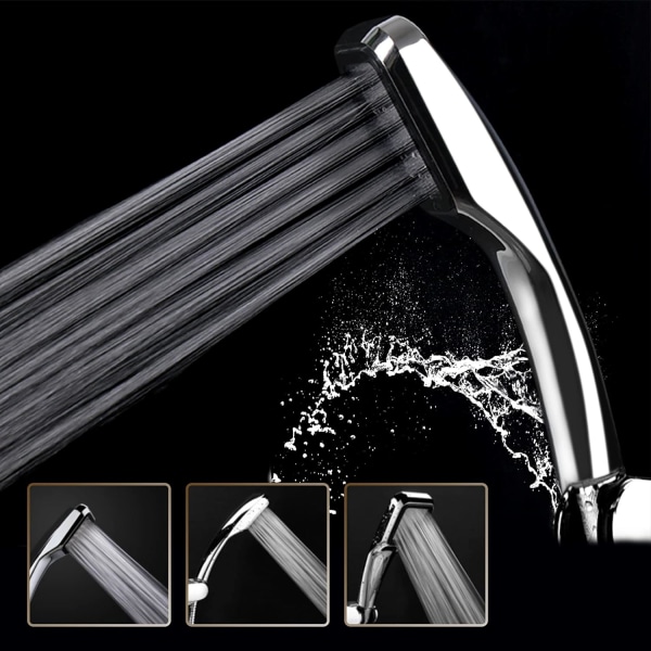 Joyoldelf vattenbesparande duschhuvud Handdusch med 300 hål Badrum Turbotryck Förkromad [Energiklass A+] Silver