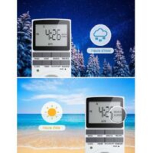 Digital Timer - 2.1\" 5.3cm LCD Display - 3680W - Digital Timer med 10 Konfigurerbare Programmer - Batteri Backup - Tilfældig Skift - Børnesikring