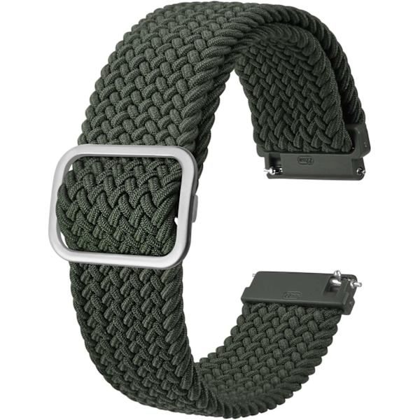 Nylon-rannekkeet, säädettävät punotut silmukkarannekkeet miehille ja naisille, 16 mm 18 mm 19 mm 20 mm 22 mm 24 mm valittavissa Army Green / Silver Buckle 18mm