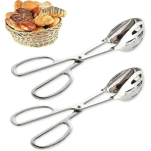 2 Kitchen Tongs, (25.4cm) Double-sided Hollow Clip Stainless Steel Barbecue Tongs, Kitchen Utensils Hotel Buffet Tongs Food Clip Satisfies Most Restau