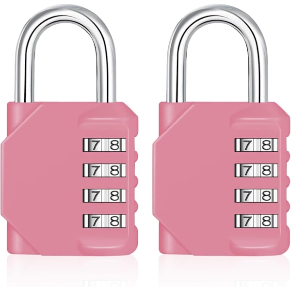Kombinationshänglås för gym-skåp, 4-siffrigt kodhänglås utomhus med sidofönster, hänglås för skolskåp, kombinationslås utomhus för 2p, Pink 2P
