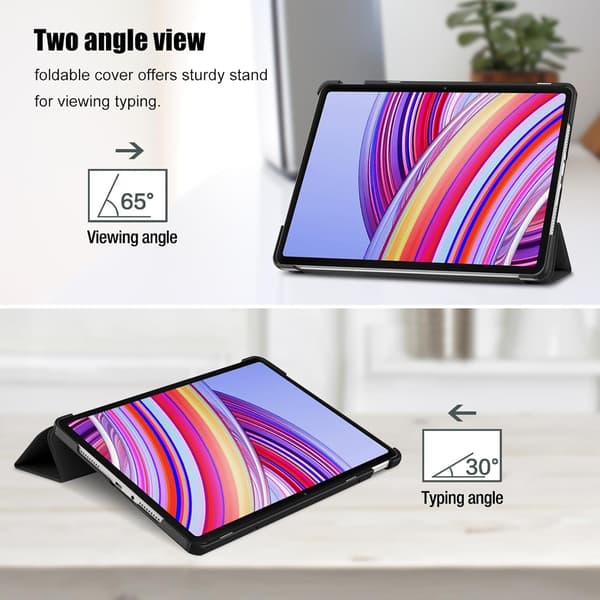 Xiaomi Redmi Pad Pro 12.1\", Slim Cover Stativ Hårdt Skal Etui – Sort