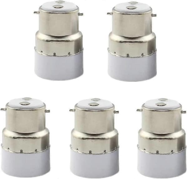 5-pakning B22 til E14 pæresokkelkonverter B22 sokkelbryter til standard E14 adapter lampeholder