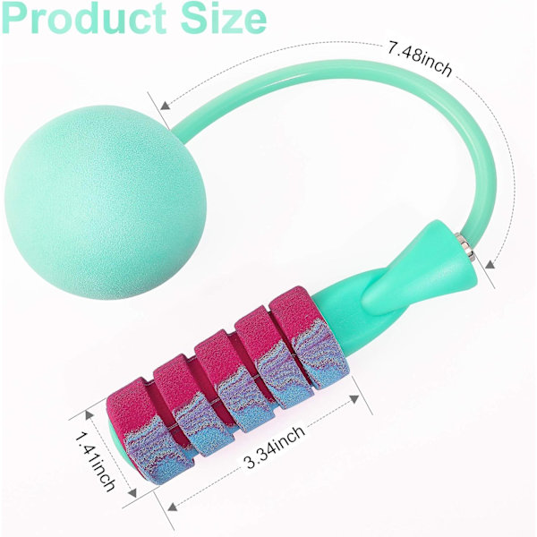 Hoppetau, treningshoppetau uten tau for fitness, justerbar vektet trådløst hoppetau for menn, kvinner og barn Green+Pink