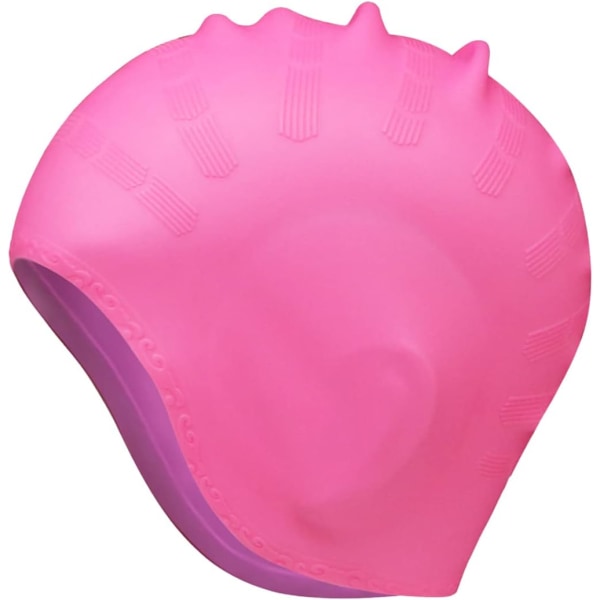 Silikonbadehette for langt kort hår Elastiske svømmehatter, rosa