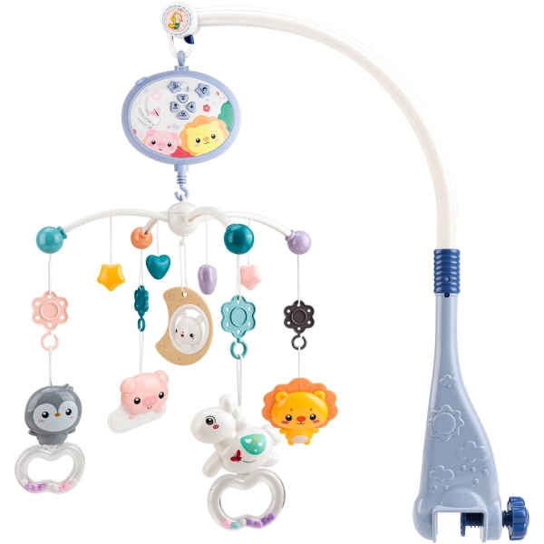 Mobil til baby med beroligende musik - Krybbelegetøj med Celing-lys - Fjernbetjening og timingfunktion - Gave til nyfødt purple