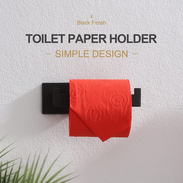 Sort toiletpapirholder, toiletpapirholder til badeværelse, rustfrit stål, moderne vægmonteret, mat sort. black