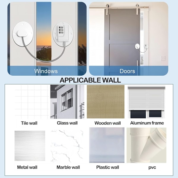 Refrigerator Lock No Drilling, Self-Adhesive Cabinet Lock, Self-Adhesive Window Lock with Password, Strong Combination Lock (White)