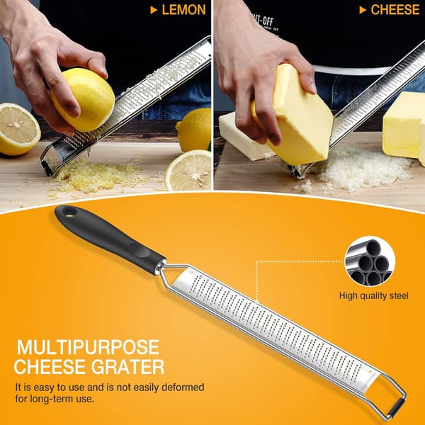 Lemon Zester and Cheese Grater - Premium Stainless Steel - A Sharp Kitchen Tool for Ginger, Garlic, Nutmeg, etc. Dishwasher Safe