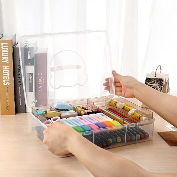 Läpinäkyvä Craft Stackable Säilytyslaatikko Säilytysalustalla Muovi 7-lokeroinen Monikäyttöinen Säilytysastia Lelujen, Taiteen ja Käsitöiden Säilyttämiseen ja Järjestämiseen Clear Coffee