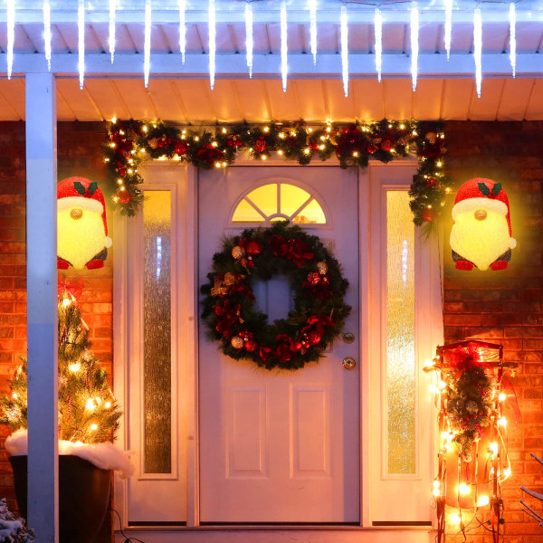 2 Pack joulupukkikuistin cover koristeet ulkokäyttöön, punaiset valopylväs-/valopylväiden suojukset lomakodin ovien sisustukseen