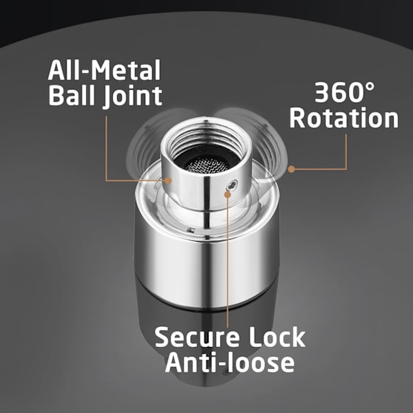 Regn Dusjhode Regn Dusjhode 9 tommers Overhead Dusjhode Erstatning med Svingbar Ball Joint Rund Krom og Svart, J319S9F25-CH Black & Chrome 9inch