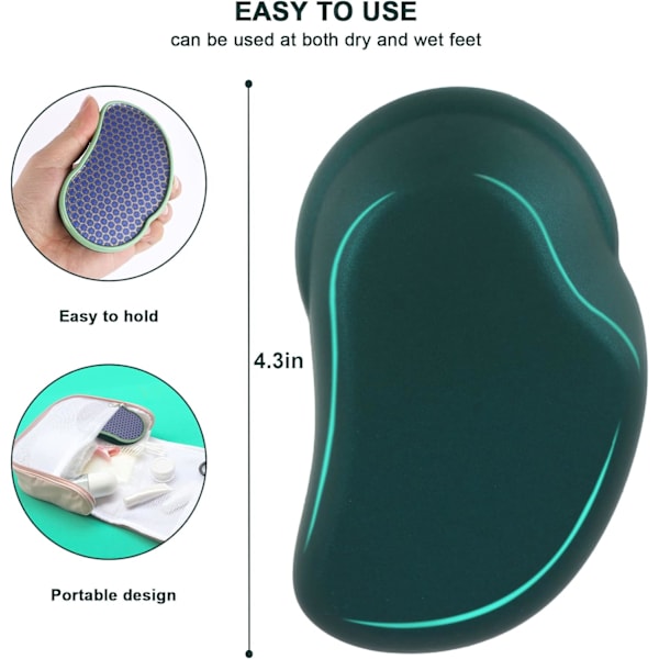 Oppgrader 2-i-1 Nano Glass Callus Remover, fotfil som brukes til våt og tørr fjerning av hard hud, fotrasp for hard og død hudpleie, trygg og bærbar Green