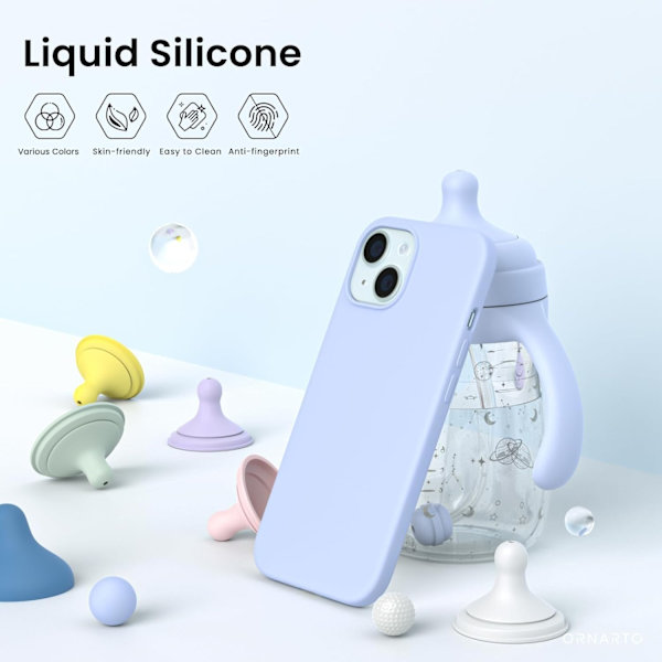 iPhone 15 Plus Case 6.7\", Thin Liquid Silicone 3 Layer Full Coverage Soft Gel Rubber 15 Plus iPhone Case 6.7 inch - Baby Blue