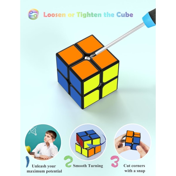 2X2 Speed ​​Cube, QiDi Original 2X2X2 Cube Superhållbar klistermärke med levande färger (2x2x2) 2x2x2 3x3x3
