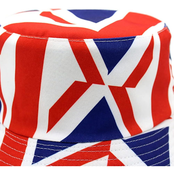 Söpö ämpärihattu rannan kalastajanhatut naisille, kääntyvä kaksisuuntainen kulutus Union jack Large