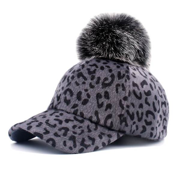 Retro Leopard Baseball Cap til W/pompom Forældre-barn Til Solhat Rejser Til Kvinder
