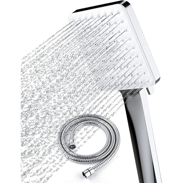 Brusehoved og slange seks tilstande, brusehoveder med højt tryk med slange sæt 2m, brusehoved med høj effekt til lavt tryk Shower Head and Hose 2.0M Silver Shower Head
