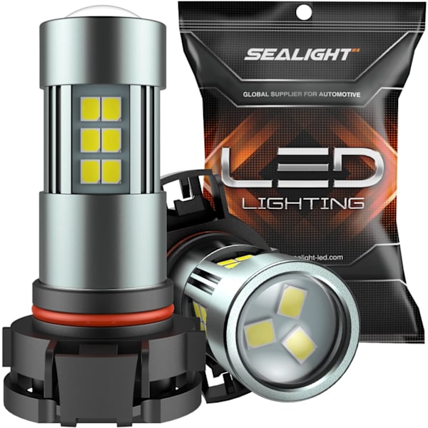 5202 LED-sumuvalot, 6000K Xenon White, 27 SMD-sirua DRL-polttimot, 5202 5201 PS19W PS24W LED-sumuvalo, 2 kpl White 5202/5201/PS24W