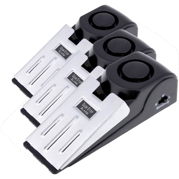 3-pack säkerhetskil dörrstopp larm stopper blockering resor hemsäkerhet larm 120db (3-pack) MS-M68 Black&silver