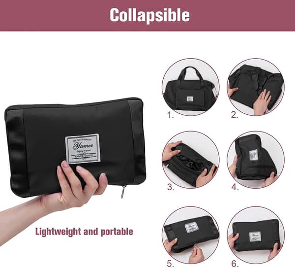 Large sammenleggbar reiseveske, lett og vanntett duffelbag med fast stropp, tørr og våt separasjon sammenleggbar bag
