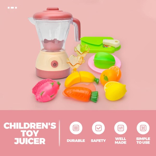 Barneblender Juicer Blenderblanding med kjøkkentilbehør Smoothiemaskin Kjøkkenapparater Leketøy Lyd Lys Lat som lek Leraning Gave Alder 3+