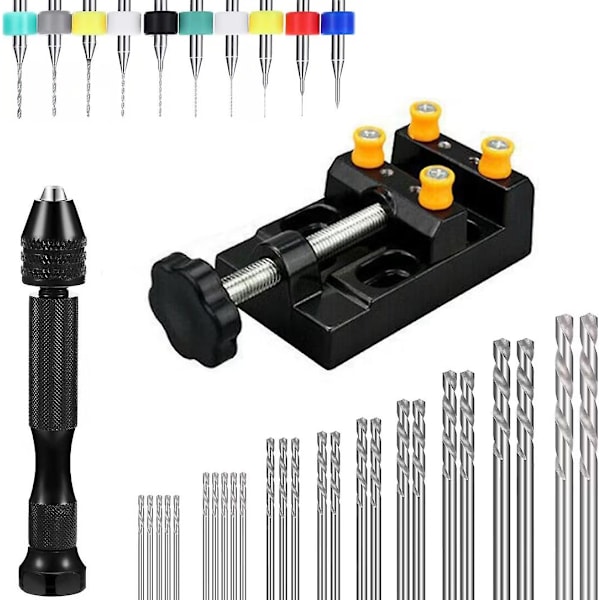 Handborrverktygssats Inkluderar stiftchuck handborr med miniatyrborr mikro mini twist borrbit och bänkstäd för hantverksskärande harts nyckelring smyckestillverkning