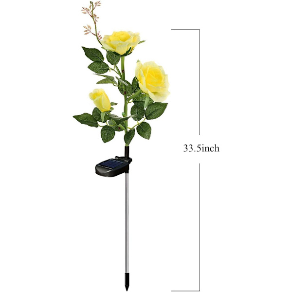 Solcellsdrivna Trädgårdsdekorationer, Solcellsdrivna Trädgårdspresenter, LED-Rosor för Utomhusdekorationer, Bakgård, Patio, Grav, Konstgjord Blomma Yellow