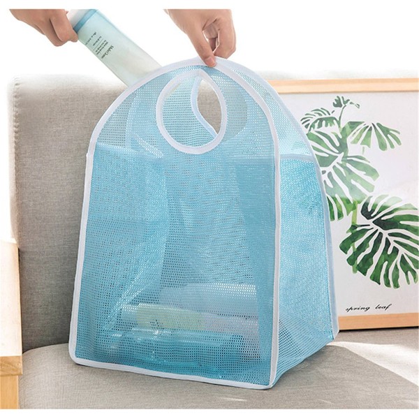 Pyykkikori, taitettava nylon-pyykkipussi, likaisten vaatteiden kori, kannettava pyykkikori, kauppakassi (vaaleanpunainen) Nordic Blue
