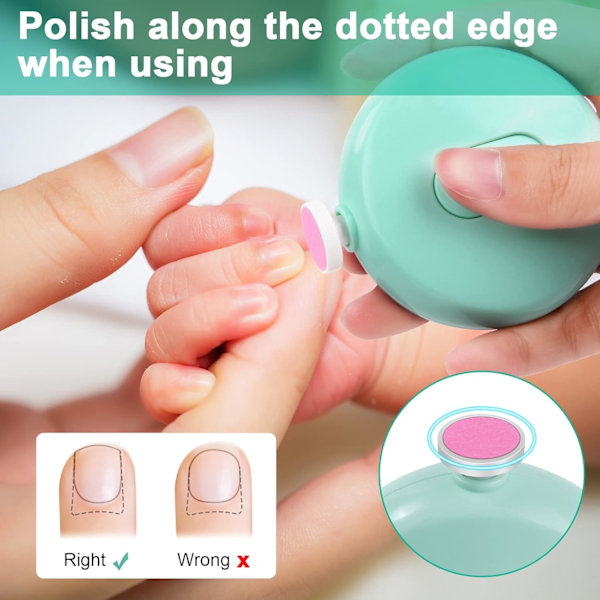 Elektrisk nagelklippare för bebis, 6 i 1 batteridriven nagelklippare manikyrset, elektrisk nagelklippare för baby nagelklippare elektrisk trimning polering Blue