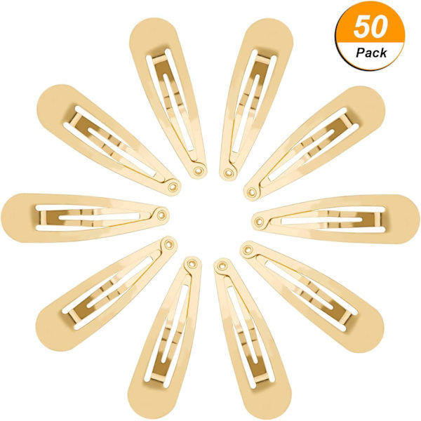 50 kpl Snap-hiuspinnejä Hiustenpidikkeet Lapsille, Tytöille ja Naisille, 50 mm (Kulta) Gold 50 count (Pack of 1)