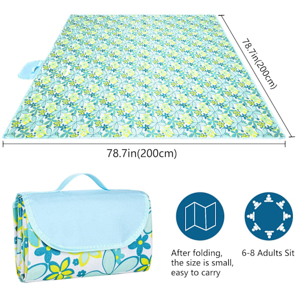 200x200cm Picnic Tæppe Picnic Måtte Vandtæt Strandmåtte