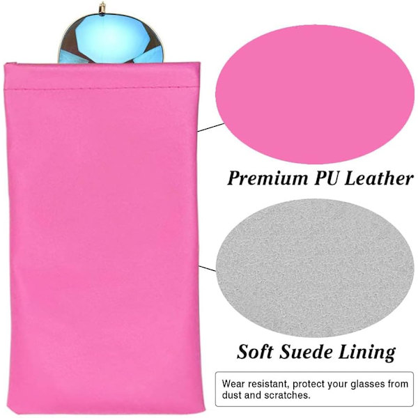 yyds F Glasögonfodral Mjukt, PU Läder Solglasögon Läsglasögon Påse Glasögonväska för Kvinnor Män Pink Glasses Pouch