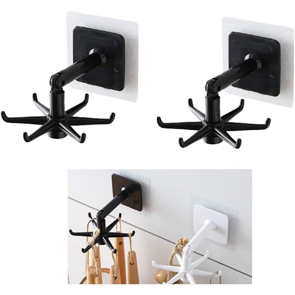 Kitchen Utensil Holder Wall Hook, 2 Pack Utensil Holder Self-Adhesive Hooks 360° Rotating Foldable Hook