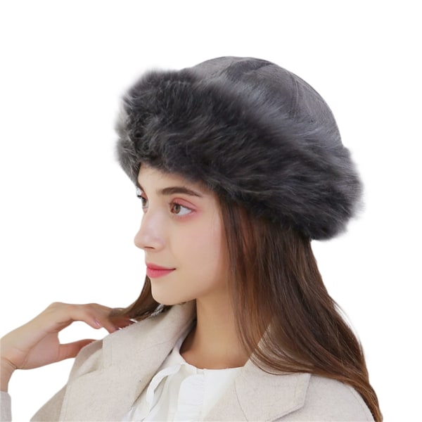 Dammössa för vintern Cossak hatt i rysk stil Flurry Fleece Fisherman Fashion varm cap(grå)