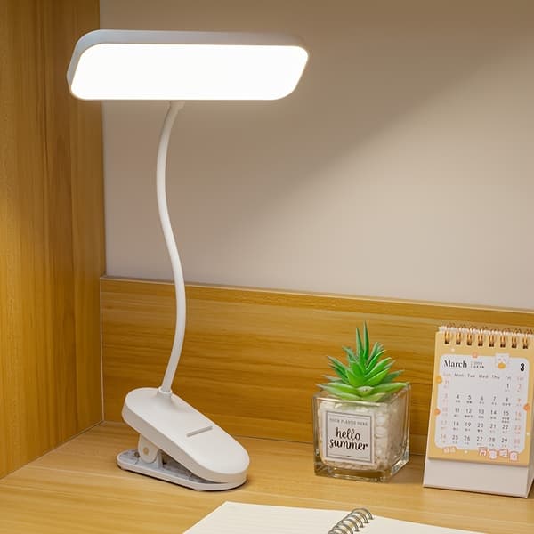 Dimmable LED Desk Lamp with Gooseneck, Touch Control, Adjustable Height and Color Temperature, Rechargeable, Dimmer, Plastic Finish, USB/Battery