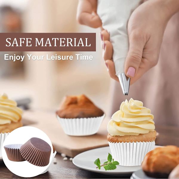 ll Kaffepapir Cupcake Cases Bagekopper, Fedtsikre Cupcake Cases til Bagning, Mini Muffin Wrappers Cases Muffin Cups Cupcake Liner Bulk, Papir Bakin Coffee