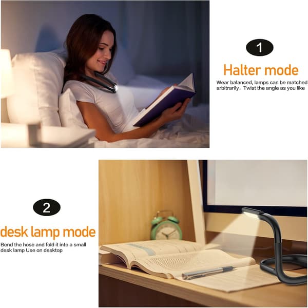 Neck Reading Light, Book Light for Reading in Bed at Night, Rechargeable Reading Lamp
