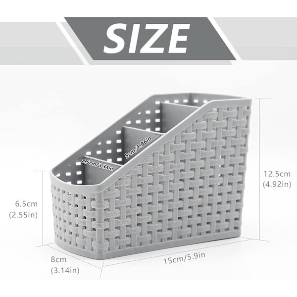Oppbevaringskurv, Kosmetikkboks Organizer, Plast Oppbevaringsboks Skrivebord 4 Rutenett Under-rutenett Oppbevaringsboks Multifunksjonell Oppbevaring for Skrivebord Kontor Soverom C Grey 4 Grid