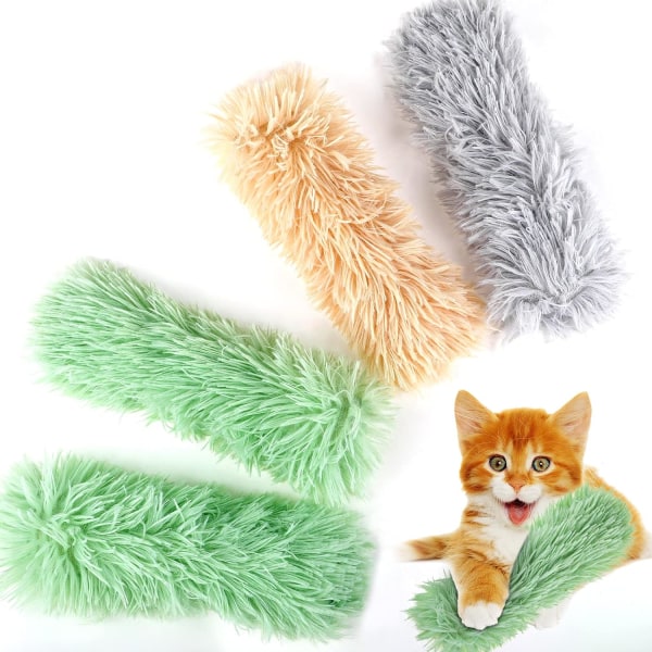 Kattemynteleker for katter, 4 stk interaktive plysjkattunge tyggeleker Innebygd kattemynte og lydpapir, bitebestandige kattemynteleker for innekatter kattunge