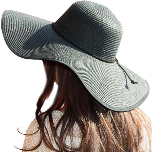 Dame Bredskygget Solhat Floppy Foldbar Rulle op Cap Strand Solhat UPF 50+ 01 Style Bblack