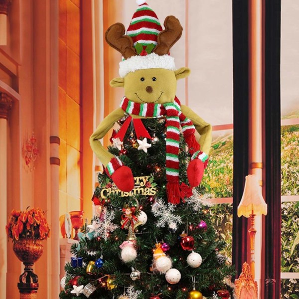 Christmas Tree Topper Älg Toppdekoration för julgransprydnad för jul Nyår Julgran Toppdekoration