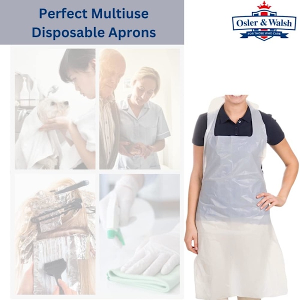 Osler & Walsh Premium engangsforklæder til kvinder og mænd (hvid, 1000 pakke), 700mm x 1170mm polyethylenforklæder til voksne, 16 mikron fladt pakket White 1000 Aprons