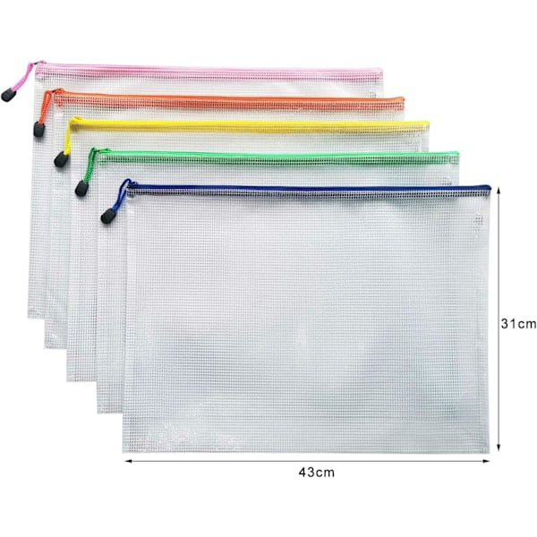 er File Zipper Bags Plastfickor Mapp Extra Tjock (A3-5PCS) A35PCS