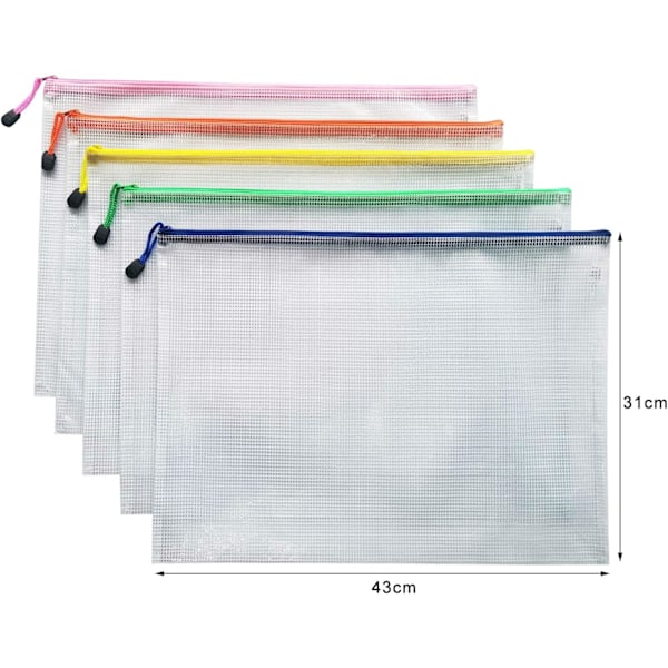 er File Zipper Bags Plastic Wallets Folder Extra Thick (A3-5PCS) A35PCS