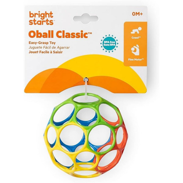 Oball Easy Grasp Shaker Rattle BPA-fri leksak för spädbarn Blue, Red, Green, Yellow