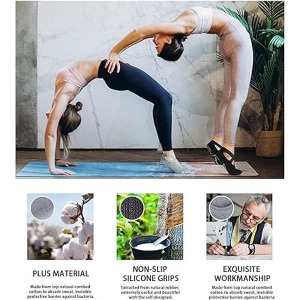 Sklisikre Yoga Sokker for Kvinner - Grå - Pustende - One Size Fits All